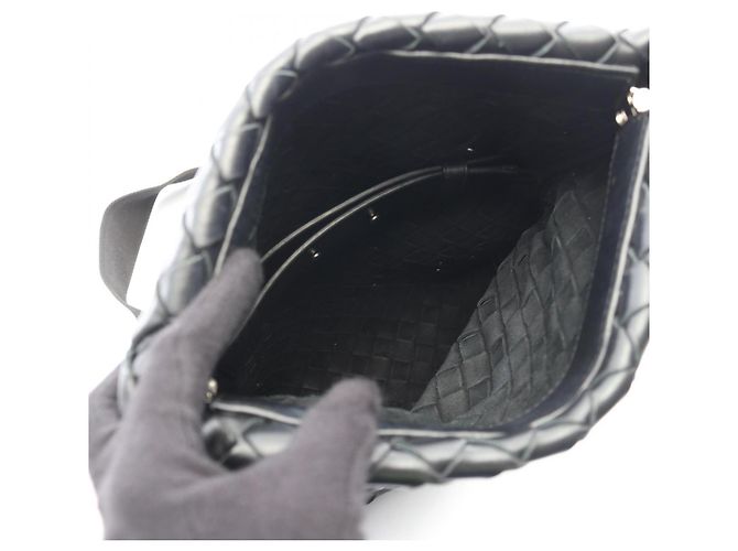 Borsa a Spalla Bottega Veneta Intrecciato Nero - vista 3