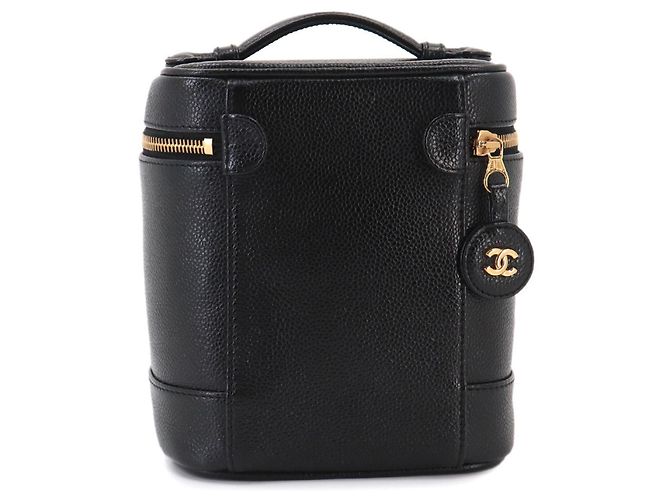 Borsa Vanity Chanel in pelle di vitello martellata nera Nero - vista 2