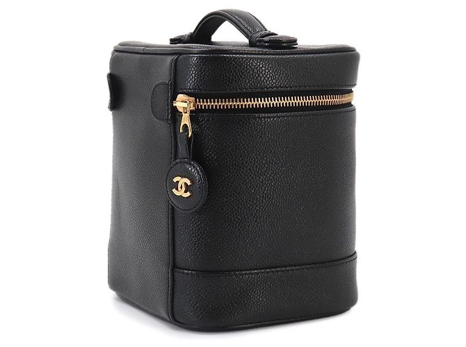 Borsa Vanity Chanel in pelle di vitello martellata nera Nero - vista 3