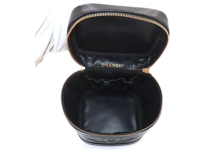 Borsa Vanity Chanel in pelle di vitello martellata nera Nero - vista 6