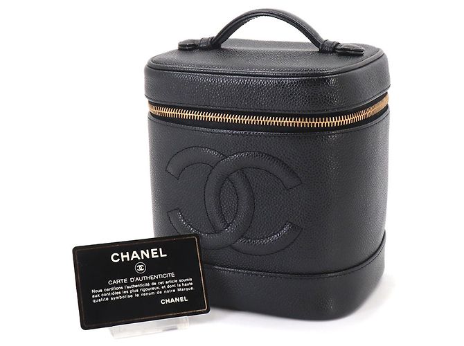 Vanity Beauty case Chanel in pelle di vitello martellata nera Nero - vista 2
