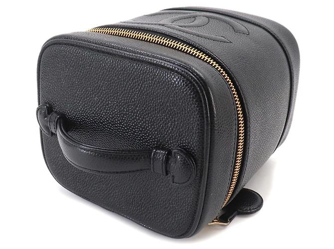 Vanity Beauty case Chanel in pelle di vitello martellata nera Nero - vista 6