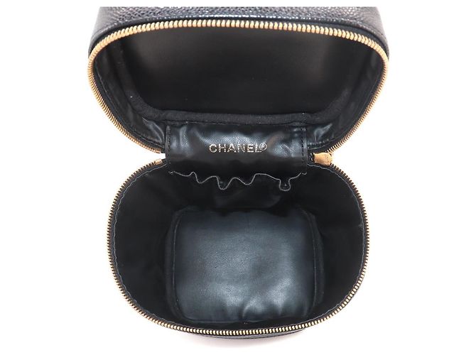 Vanity Beauty case Chanel in pelle di vitello martellata nera Nero - vista 7