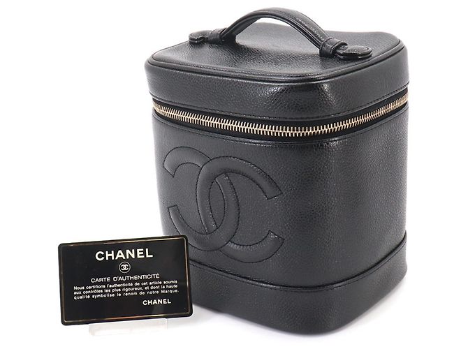 Borsa Vanity Chanel in pelle di vitello martellata nera Nero - vista 2