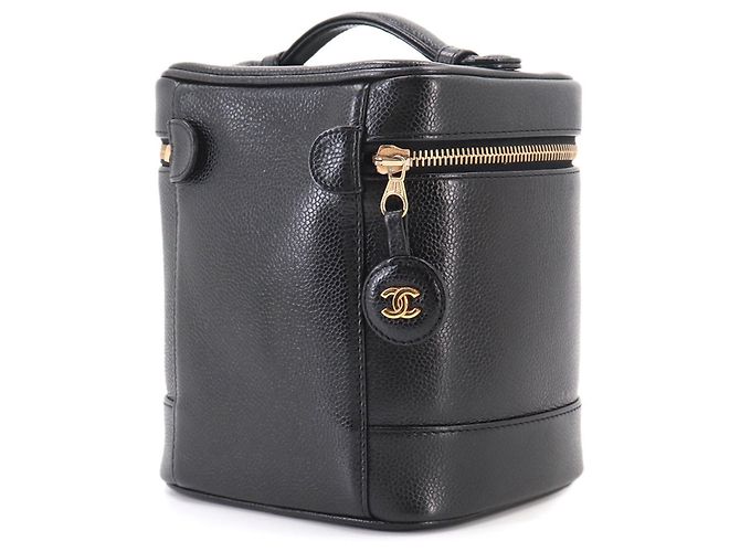 Borsa Vanity Chanel in pelle di vitello martellata nera Nero - vista 4