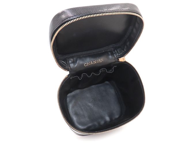 Borsa Vanity Chanel in pelle di vitello martellata nera Nero - vista 7