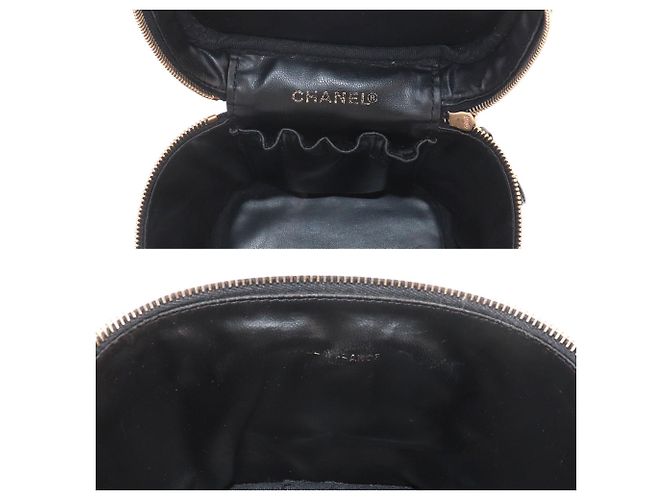 Borsa Vanity Chanel in pelle di vitello martellata nera Nero - vista 8