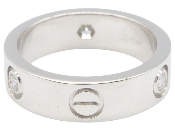 Anel Cartier Love 3PD - Aliança em ouro branco 18K com diamantes Prata - vista 3