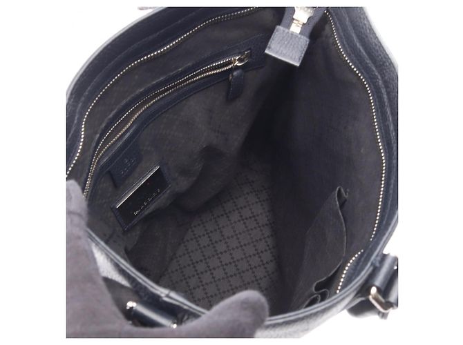 Gucci Navy Leder 2-Way Tote Bag Marineblau - Ansicht 3