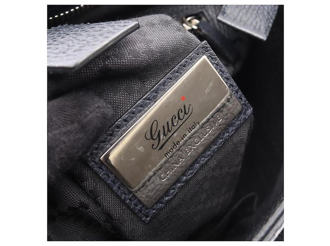 Gucci Navy Leder 2-Way Tote Bag Marineblau - Ansicht 5