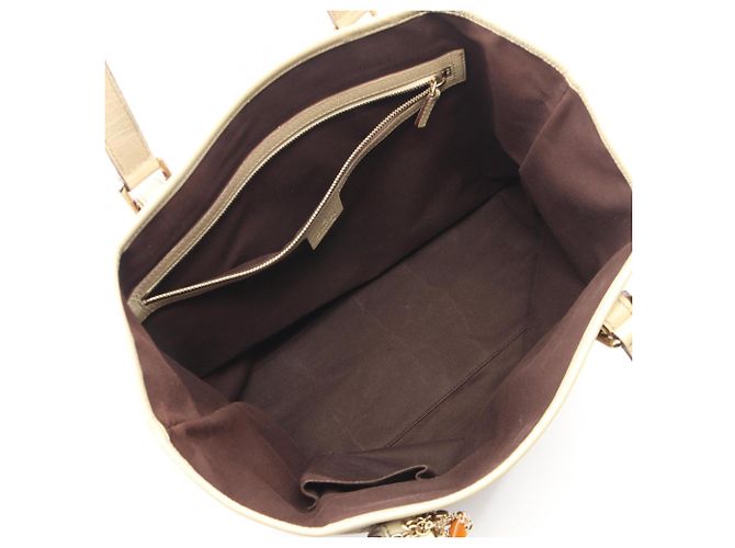 Borsa Tote Gucci GG Canvas Sherry Line Beige Arancione Crudo - vista 3