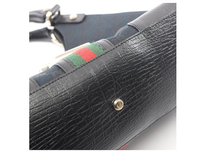 Borsa Gucci GG Canvas Sherry Line Nero Multicolore - vista 9