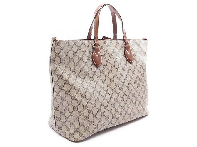 Borsa Tote 2-Way Gucci GG Supreme Marrone Beige - vista 2