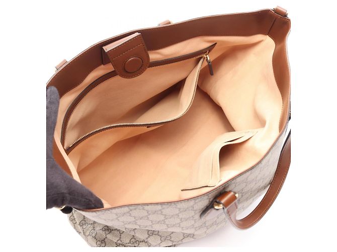 Borsa Tote 2-Way Gucci GG Supreme Marrone Beige - vista 3