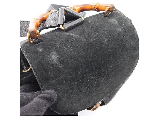 Zaino/Borsa a mano Gucci Bamboo Nero - vista 6