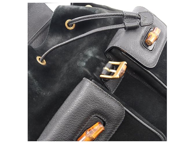 Zaino/Borsa a mano Gucci Bamboo Nero - vista 7