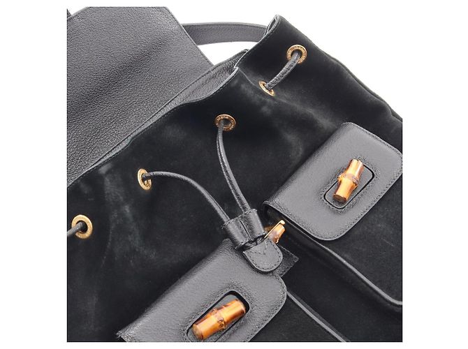 Zaino/Borsa a mano Gucci Bamboo Nero - vista 8