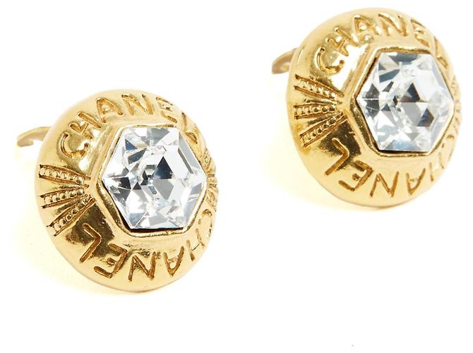 Chanel Haute Couture Orecchini 1995s Esagonali Dorati Clip on D'oro - vista 2