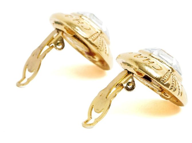 Chanel Haute Couture Orecchini 1995s Esagonali Dorati Clip on D'oro - vista 4