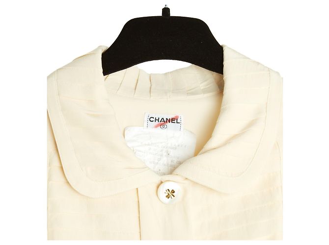 Chanel 1990 Completo Blusa e Gonna in Seta FR36 Ecru UK8 US4 6 Crudo - vista 2