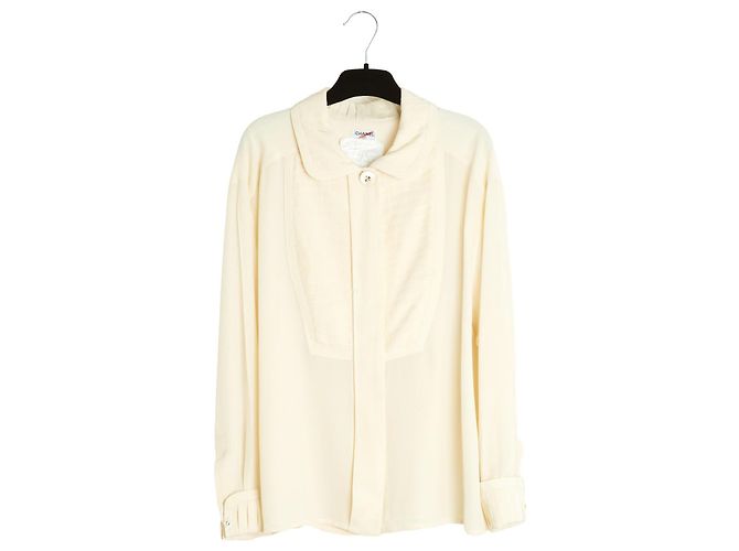 Chanel 1990 Completo Blusa e Gonna in Seta FR36 Ecru UK8 US4 6 Crudo - vista 6