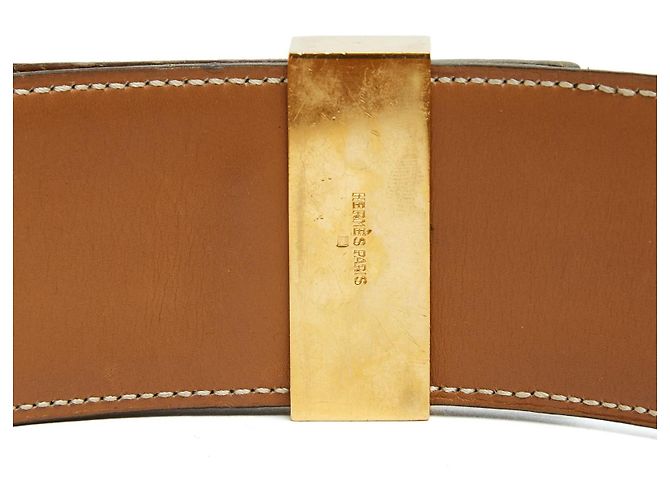 Médor Hermès 1991 Ceinture Medor T75 Collier de Chien M Schwarzer Ledergürtel 30In Hermes Golden - Ansicht 5