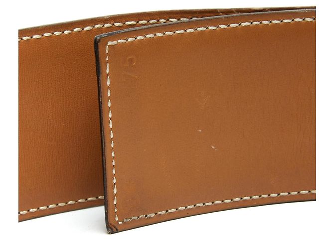 Médor Hermès 1991 Ceinture Medor T75 Collier de Chien M Schwarzer Ledergürtel 30In Hermes Golden - Ansicht 6
