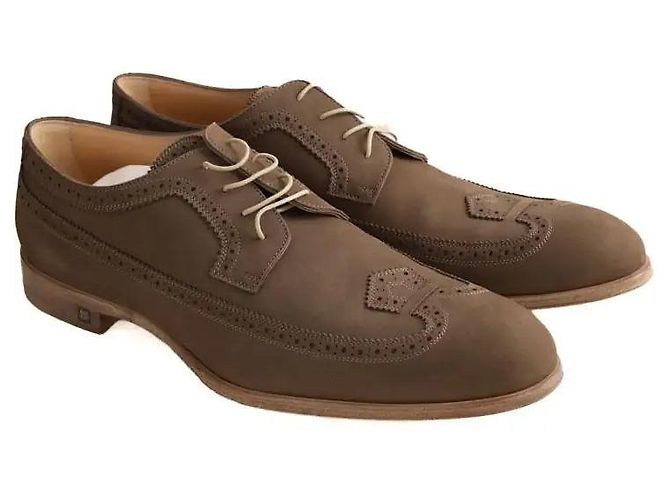 Scarpe con lacci Louis Vuitton in pelle kaki Cachi - vista 3