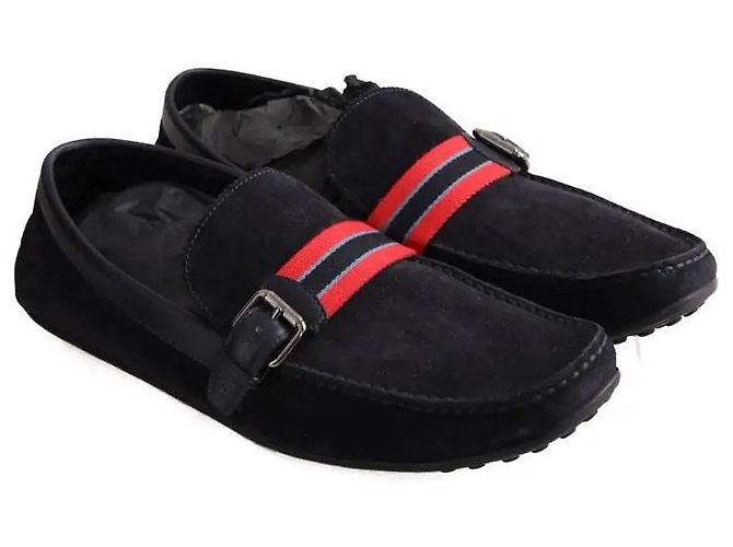 Mocassini Louis Vuitton Blu Navy Scamosciato Taglia 44 - vista 3