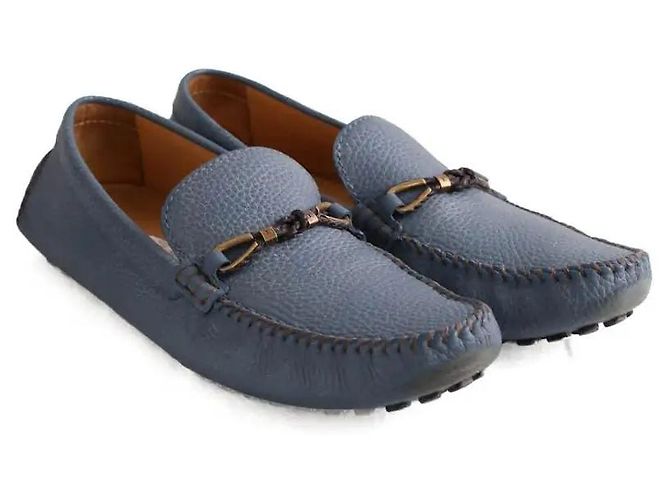 Mocassini Louis Vuitton in pelle blu - vista 3