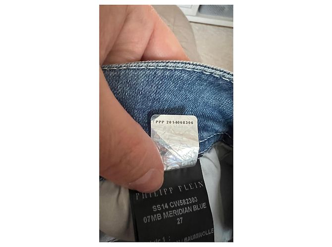 Jeans de mezclilla azul claro para mujer Philipp Plein con inserciones de encaje negro - vista 5