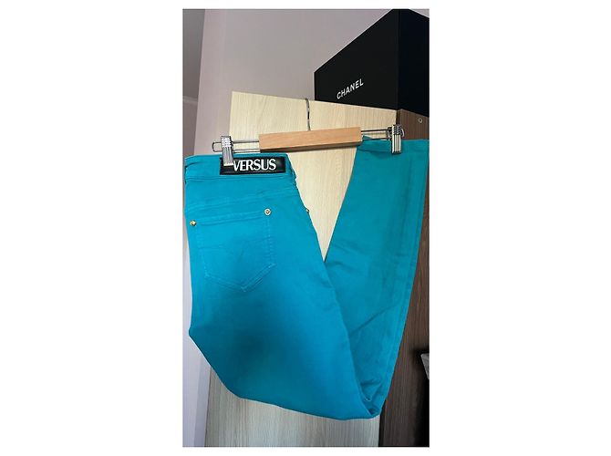 Vaqueros de Denim Turquesa Versus Versace Talla 26 - vista 2