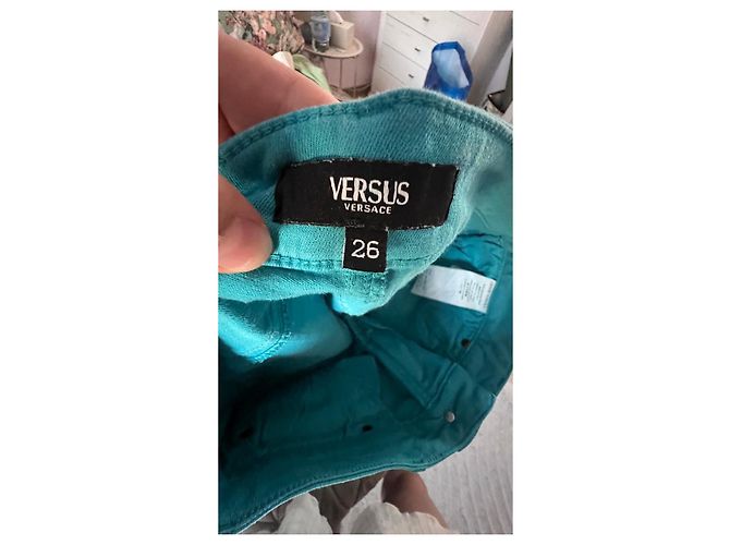 Vaqueros de Denim Turquesa Versus Versace Talla 26 - vista 3