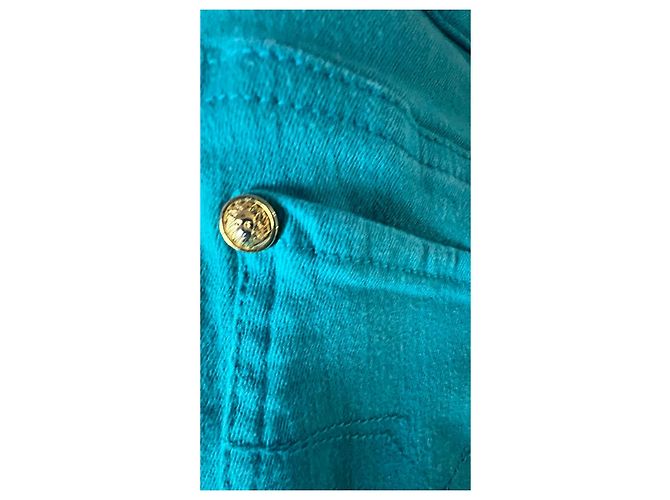 Vaqueros de Denim Turquesa Versus Versace Talla 26 - vista 6