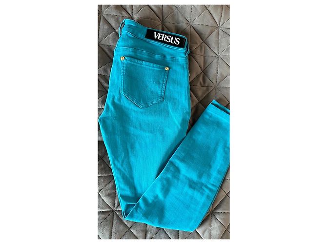 Vaqueros de Denim Turquesa Versus Versace Talla 26 - vista 7