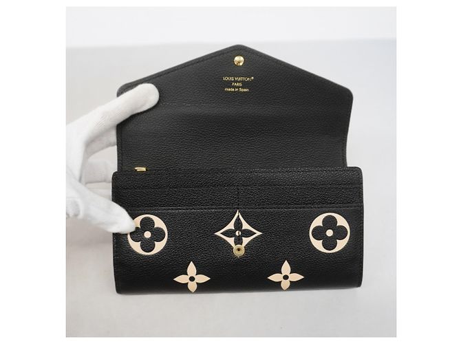 Sarah Louis Vuitton Monogram Empreinte Bicolor Long Wallet Schwarz Beige - Ansicht 7