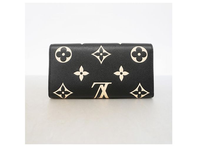 Sarah Louis Vuitton Monogram Empreinte Bicolor Long Wallet Schwarz Beige - Ansicht 8