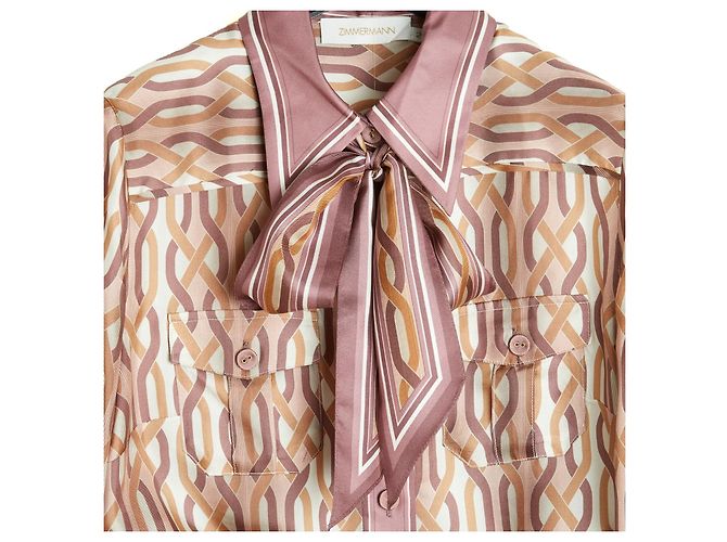 Zimmermann Ensemble Bluse und Hose FR40 Beige Rosa Seide Set Oberteil Hose UK12 US10 Pink - Ansicht 6