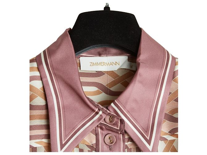 Zimmermann Ensemble Bluse und Hose FR40 Beige Rosa Seide Set Oberteil Hose UK12 US10 Pink - Ansicht 7