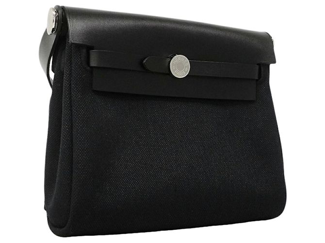 Borsa a tracolla Hermès Herbag Zip Mini Toile Military Black Nero - vista 2