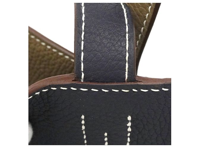 Hermès Borsa Tote Hermes Double Sens Blu Taupe - vista 6