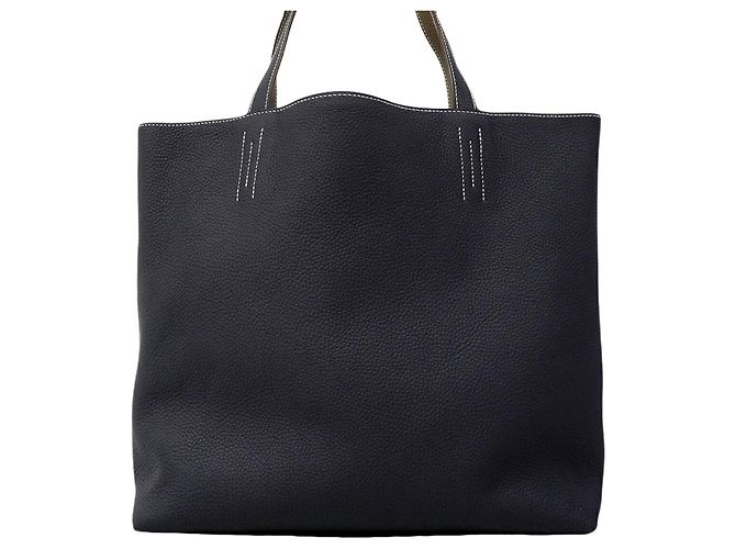 Hermès Borsa Tote Hermes Double Sens Blu Taupe - vista 7