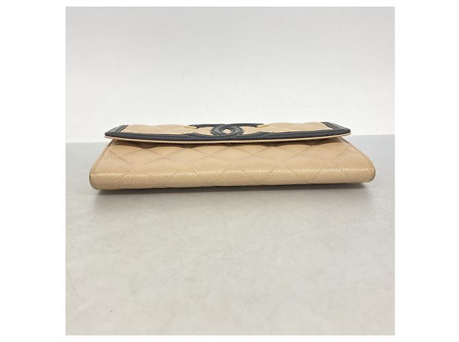 Cartera Larga Chanel en Piel de Ternera Granulada Beige - vista 2