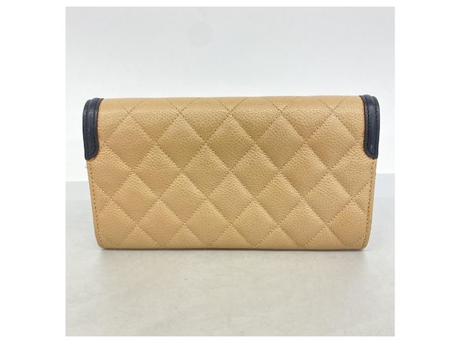 Cartera Larga Chanel en Piel de Ternera Granulada Beige - vista 9