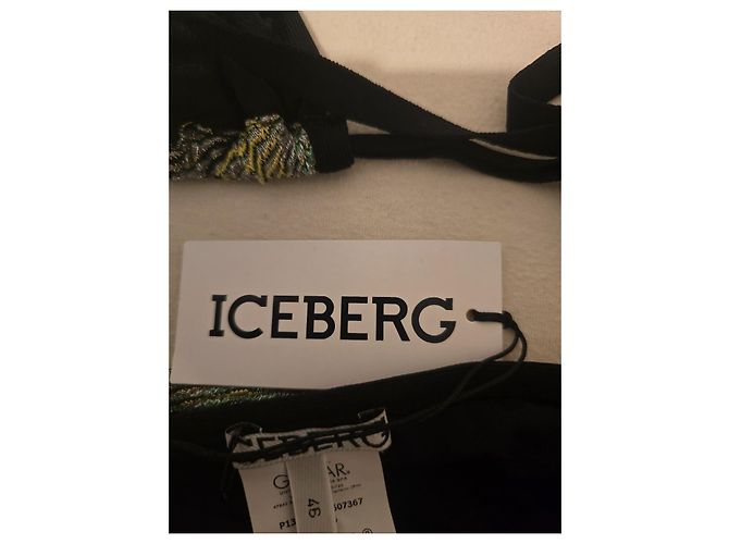 Conjunto de bikini Iceberg con rayas metálicas Negro Verde Metálico - vista 2