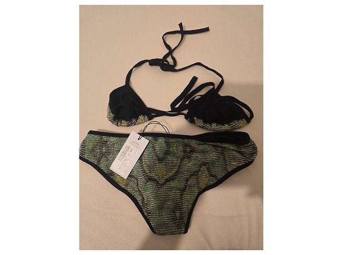 Conjunto de bikini Iceberg con rayas metálicas Negro Verde Metálico - vista 4