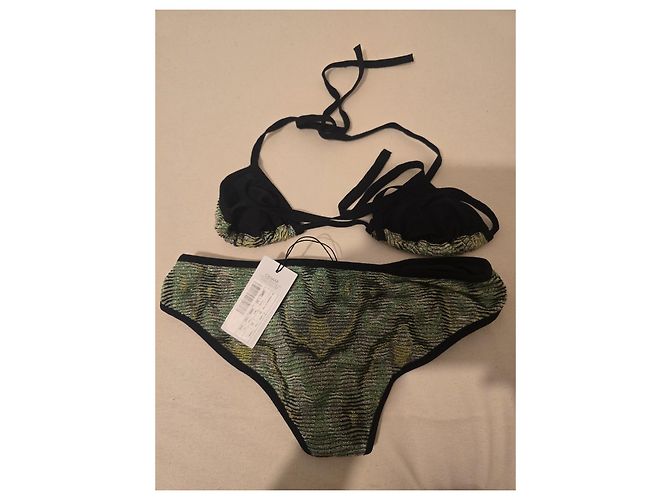 Conjunto de bikini Iceberg con rayas metálicas Negro Verde Metálico - vista 5
