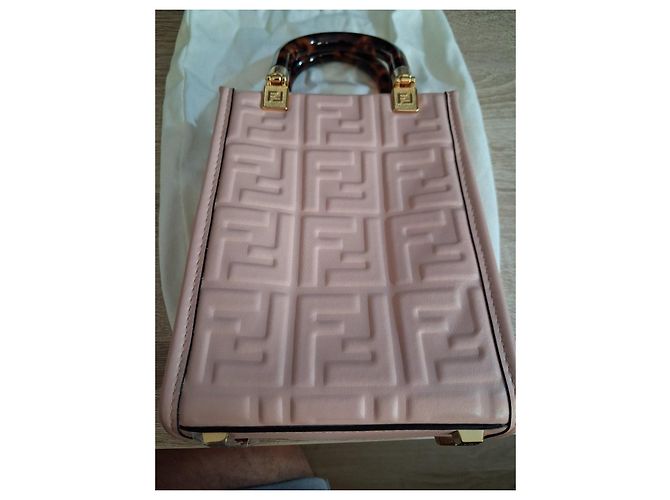 Fendi Mini Sunshine Borsa in pelle rosa - vista 2