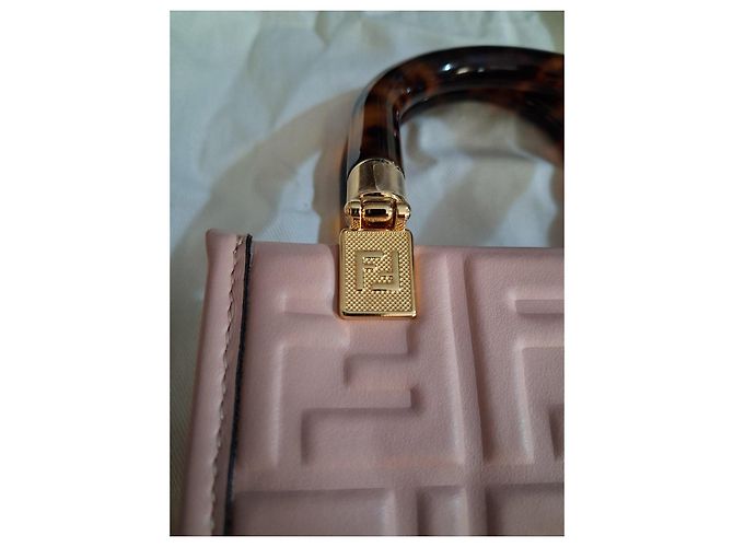 Fendi Mini Sunshine Borsa in pelle rosa - vista 3