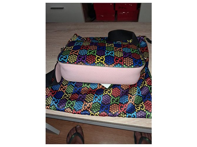 Gucci Borsa a Tracolla GG Supreme Arcobaleno Rosa Multicolore - vista 13